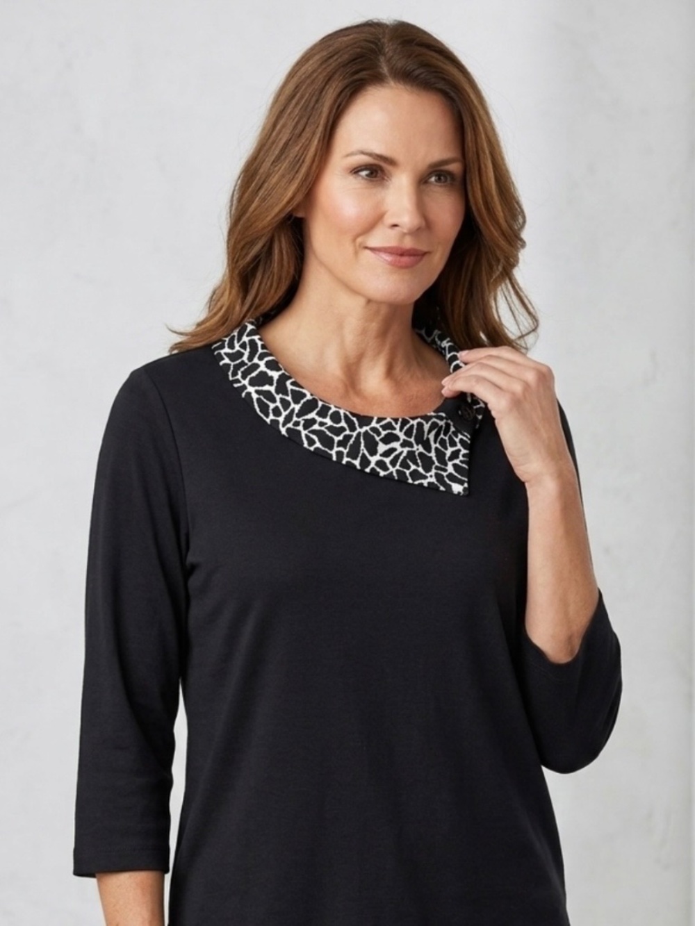 Alfred Dunner Women's Sz M Black Animal Print Chic Elegant Classic Grannycore